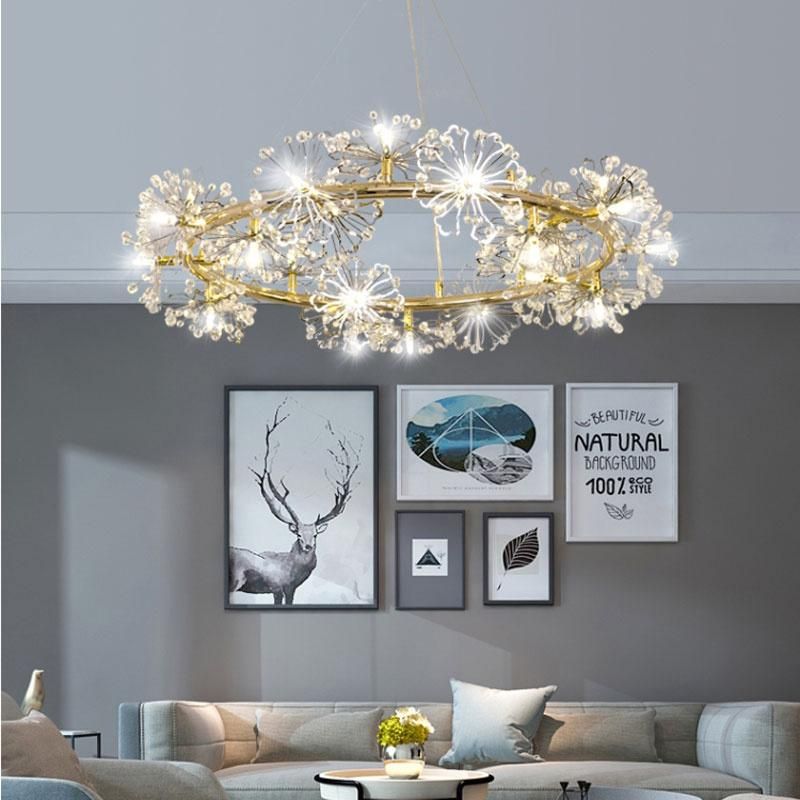 Petal Circle Crystal Chandelier Bedroom Dining Room Pendant Lamp Light