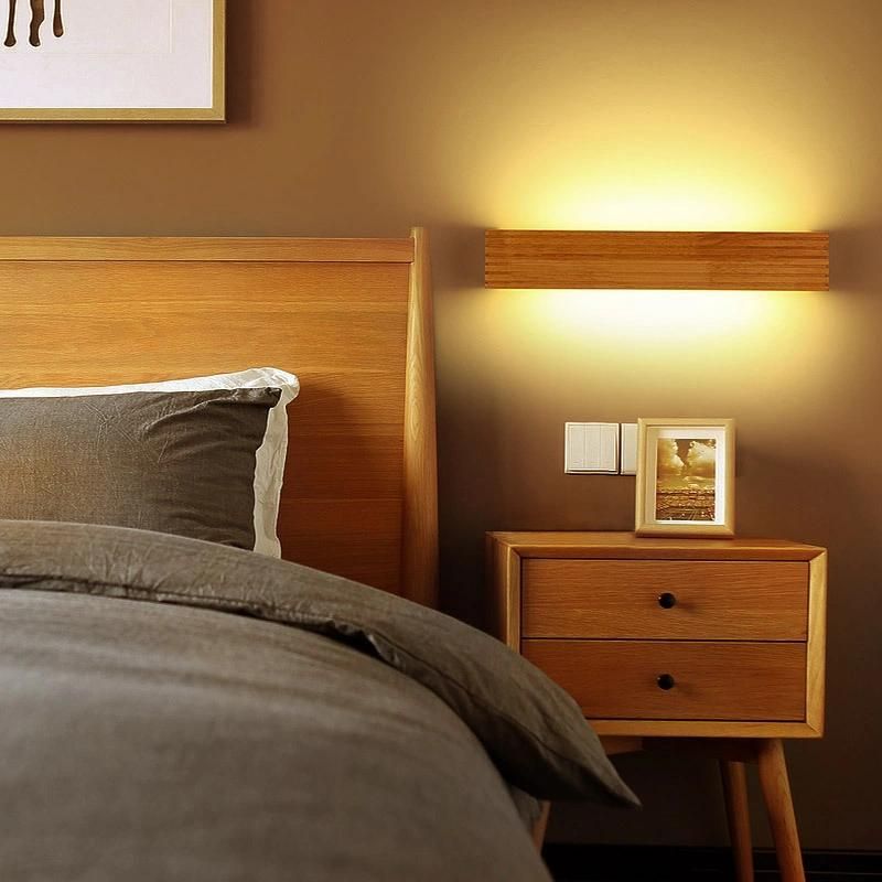 Japanese Style LED Lamp Oak Wooden Wall Lamp Nordic Solid Wood Mirror Nordic Wooden Wall Lamp (WH-OR-62)