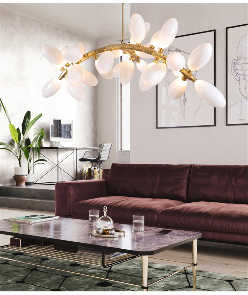 Modern Replica Design Chandelier Creative Milky Glass Kitchen Island Pendant Light Dining Room Living Room Art Deco Pendant Lamp