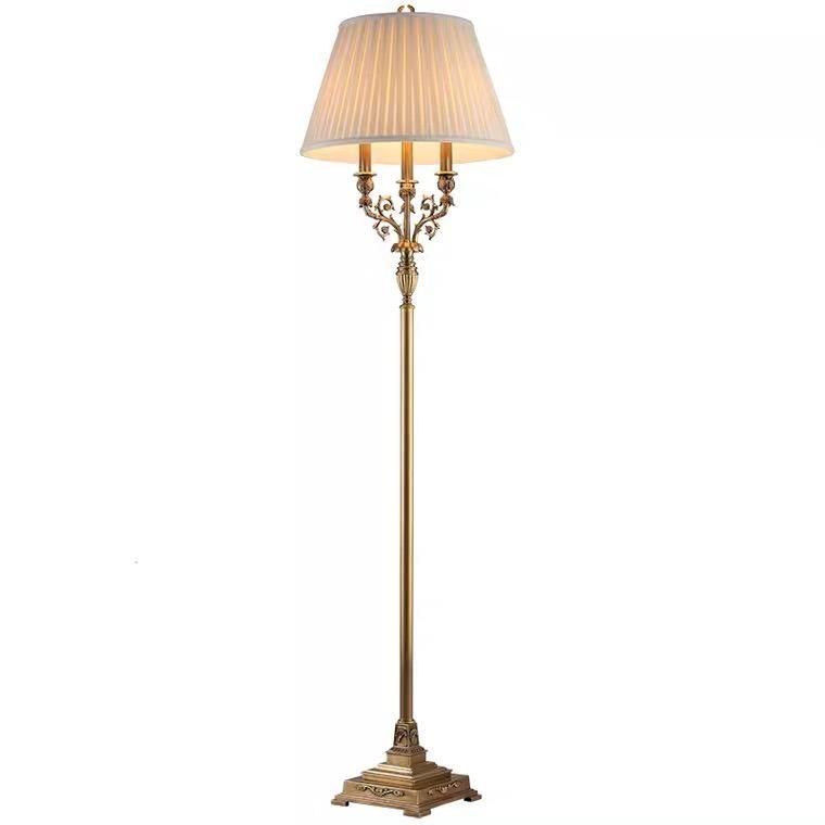 Export American Style Pure Copper Floor Lamp High Grade Jianmei Lamp Decoration All Copper Floor Lamp Villa Living Room Bedroom Floor Lamp