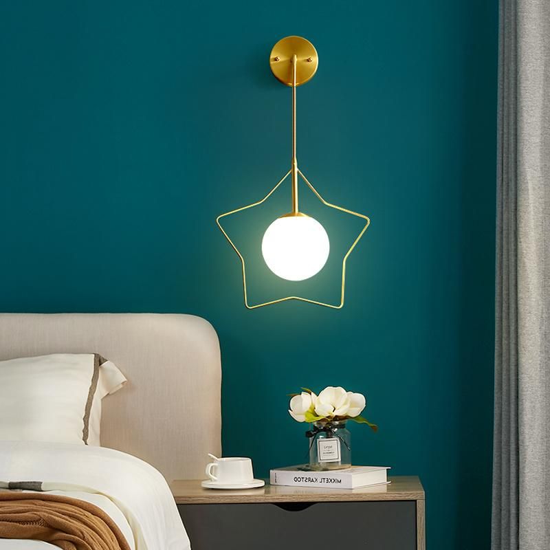Living Room Copper Bedside Lamp Contracted Bedroom Stair Wall Lamp Star Light