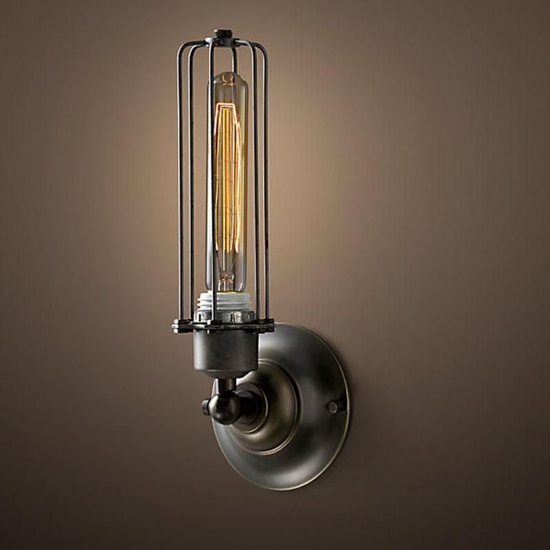 Indoor or Outdoor American Iron Retro Square Wall Lamps with Glass Lampshade for Home Decoration