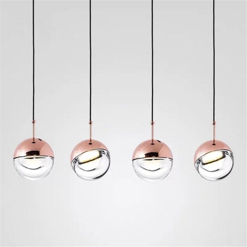 Modern LED Pendant Lights Hanging Metal Ball Glass Pendant Lamp Nordic Simplicity Home Decor Bedroom Bedside Light Fixture