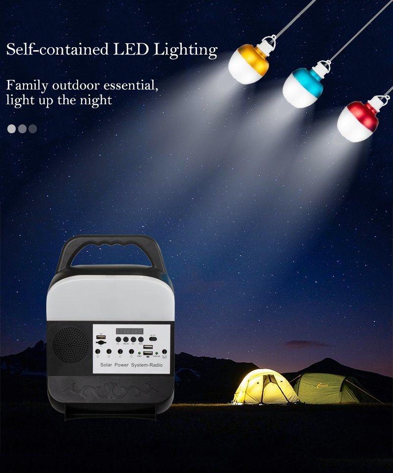 Solar LED Pendant Light New Design Portable Solar LED Lights 15W Solar Lighting System with FM Radio