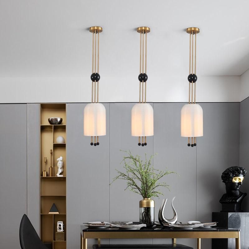Modern White Pendant Light Single Head Glass Lampshade for Dining Room Creative Lamps Lantern Pendant Lamp (WH-AP-175)