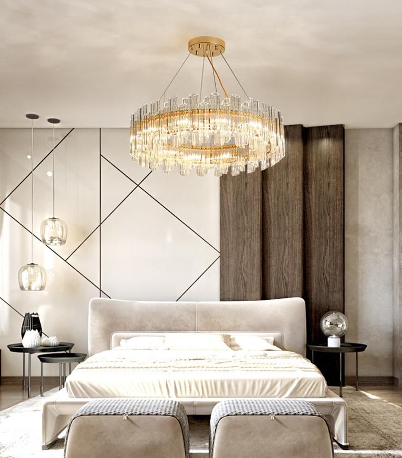 Post Modern Living Room Round Gold Pendant Light Chandelier, Alos Fit for Hotel Room