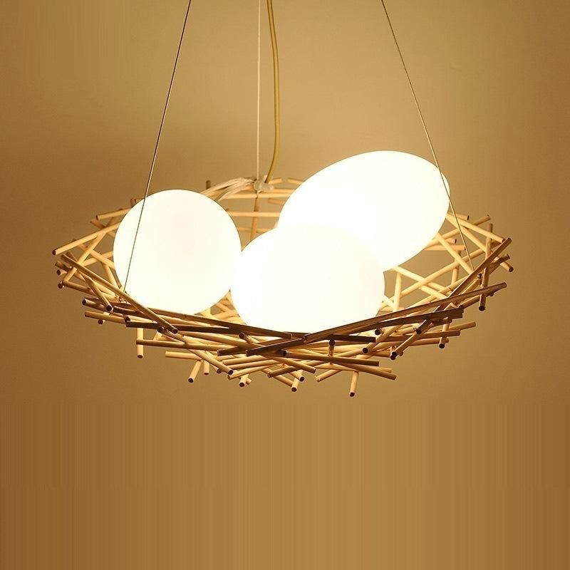 Create Design Rattan Birl Egg Pendant Lamp for Indoor Home Kitchen Lighting Fixtures (WH-WP-06)