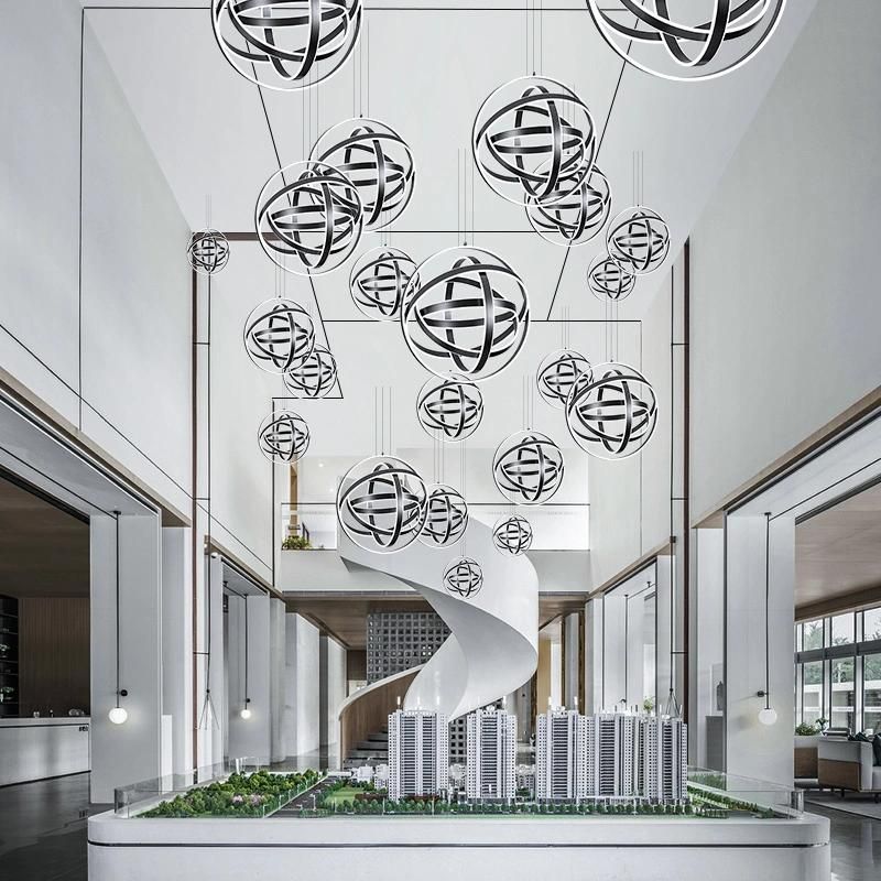 Modern Spherical Chandelier Hotel Lobby Restaurant Chandelier Pendant Lamp Light