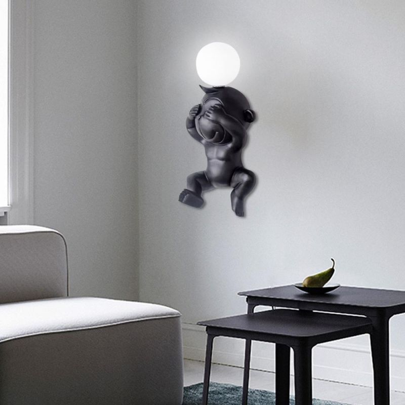 Cute Monkey Bear Mouse Children Room Wall Light with G4 Bulb Resin Doll Wall Light (WH-OR-141)