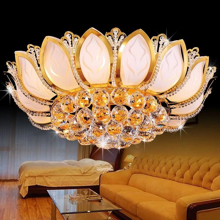 Lotus Flower Unique Crystal Ceiling Light for Sitting Room Bedroom Decorative (WH-CA-14)