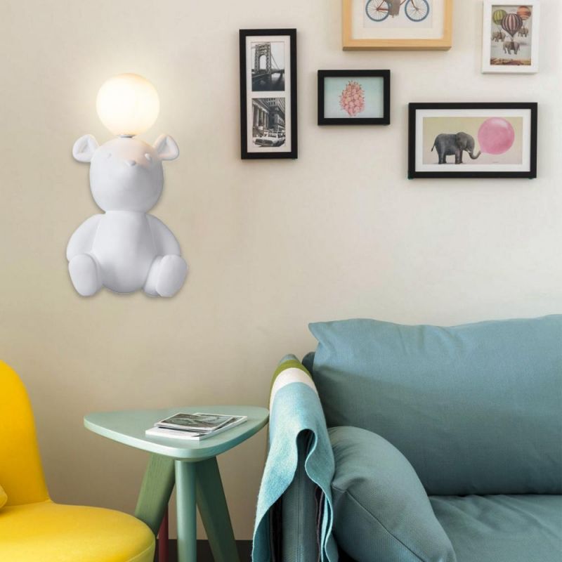 Cute Monkey Bear Mouse Children Room Wall Light with G4 Bulb Resin Doll Wall Light (WH-OR-141)