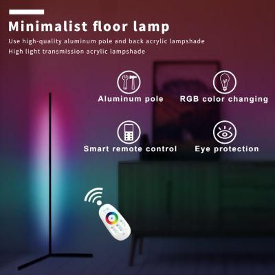 Modern Decorative Hotel Aluminum Nordic Simple Corner Colorful Atmosphere Black RGB Color LED Floor Lamp for Living Room/Shop/Hotel