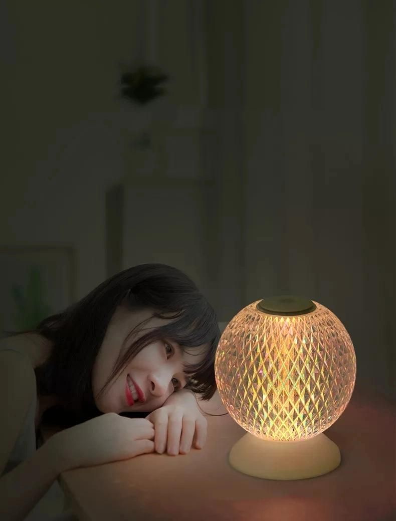 Bedroom Bedside Lighting Creative Crystal Ball Charging Table Lamp Moon LED Atmosphere Night Light