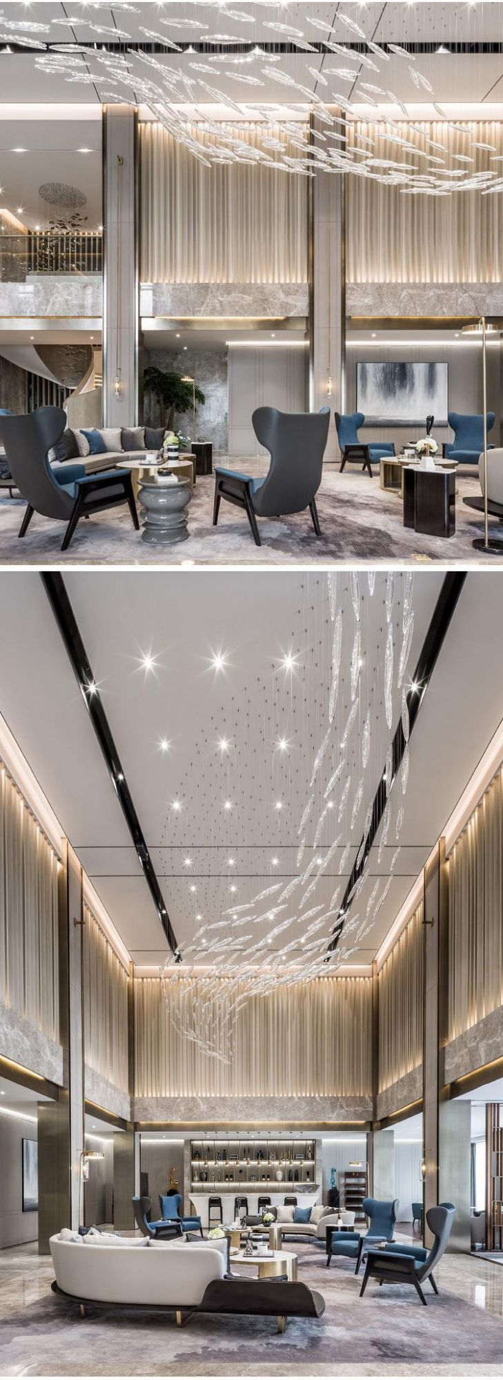 New Design White Glass Lamp Decorative Long Staircase Exhibition Custom LED Chandelier Light