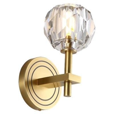 Postmodern LED Crystal Light Luxury Wall Lamp All Copper Nordic Creative Minimalist Living Room Background Wall Bedroom Bedside Lamps