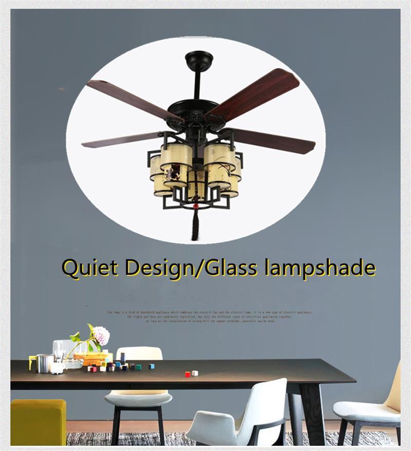 Nordic Modern Glass Lampshade Indoor Lighting Bedroom LED Remote Control Ceiling Fan