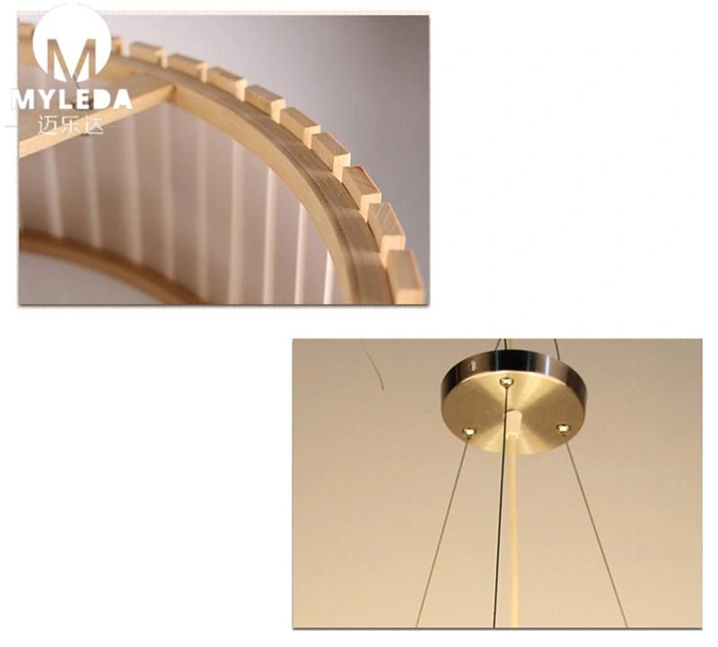 Lantern-Design Bamboo Wooden Fabric Pendant Light for Hotel