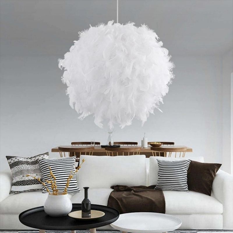 modern Feather Pendant Lamp E27 Lamp Holder Fairy Hanging Lamp Goose Feather Bedroom Dining Room Loft Chandelier Ceiling Light