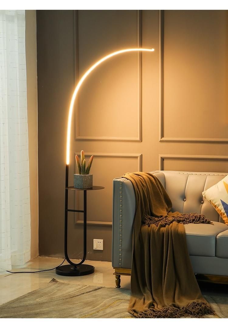 Nordic Coffee Table Floor Lamp LED Living Room Dimming Remote Control Modern Minimalist Line Standing Floor Lamp Marble