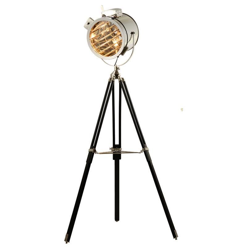 Nordic American Retro Tripod Floor Lamp Silver Golden Wooden Industrial Vintage Floor Lamp (WH-VFL-04)