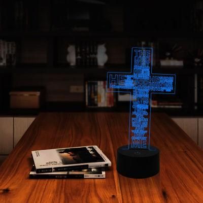 Christian Decorative Ornaments Luminous Cross 3D Night Light for Gc-L-4794