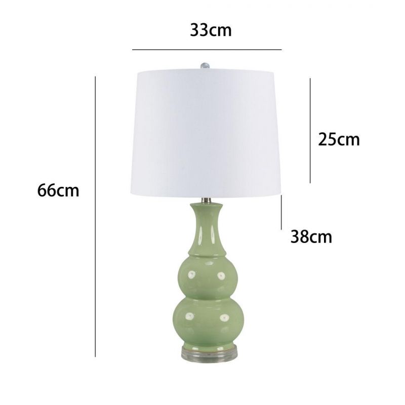 Cheap Wholesale Green Gourd Shape Retro Design Base Exquisite Indoor Lighting Table Lamp Ceramic