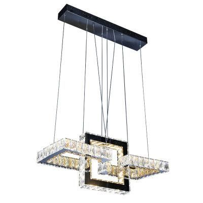 Modern LED Crystal Lighting Pendant Lamp Hanging Light for Bedroom Square Shape Decorative