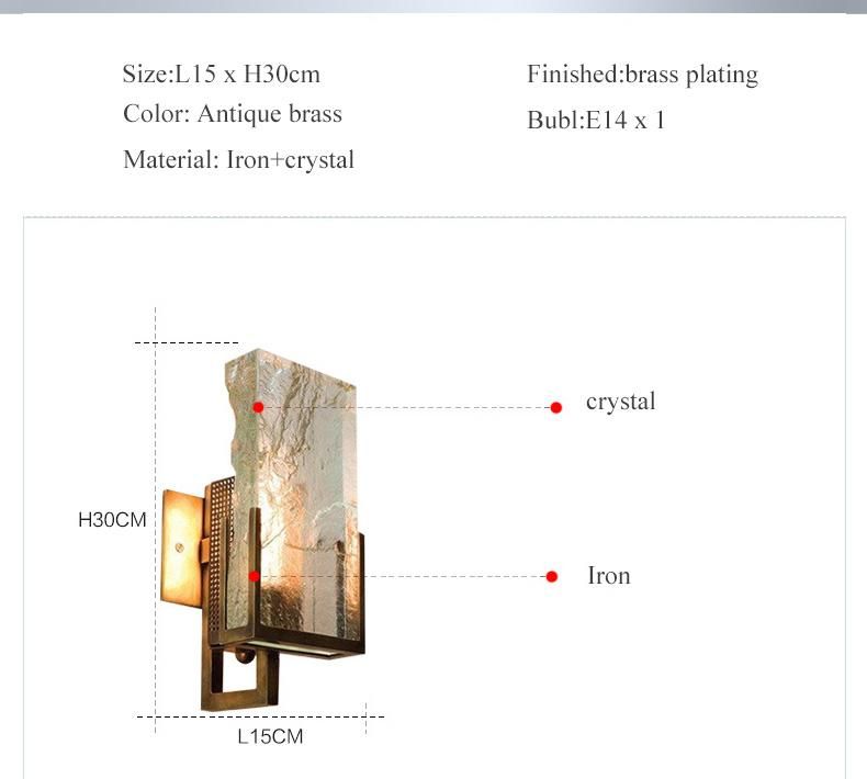 Design Sense Ice Cube Crystal Wall Light Luxury Wall Lamp for Bedside, Bedroom, Dining Room