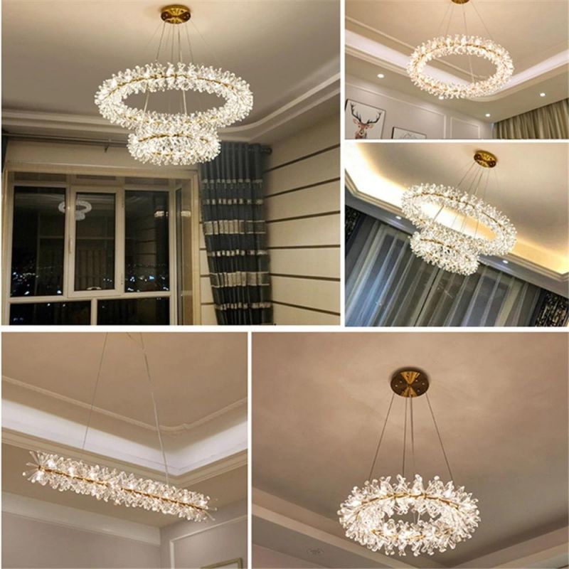G4 220V/110V Flower Crystal Chandelier for Home Decoration
