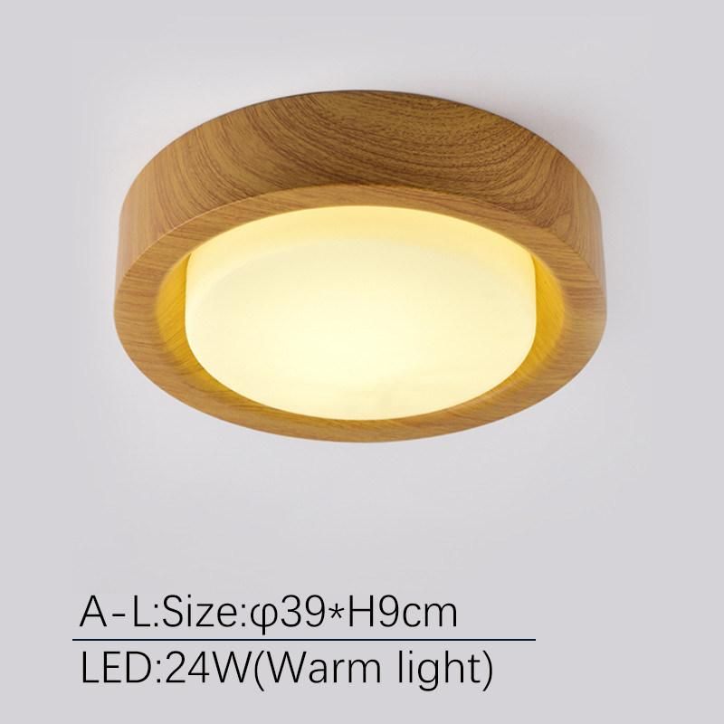 Wooden Round Ceiling Lights for Bedroom Iron Surface Mounted Rooms Lighting (WH-WA-28)