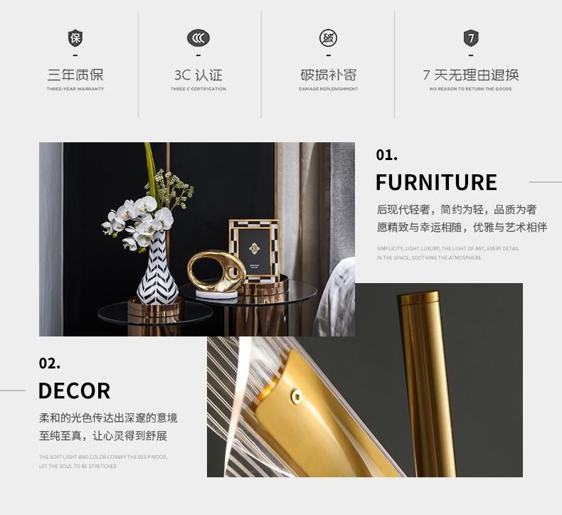 Gold Simple Nordic LED Floor Lamp for Study Living Room Bedroom Decoration Vertical Minimalist LED Floor Lamp (WH-MFL-98)