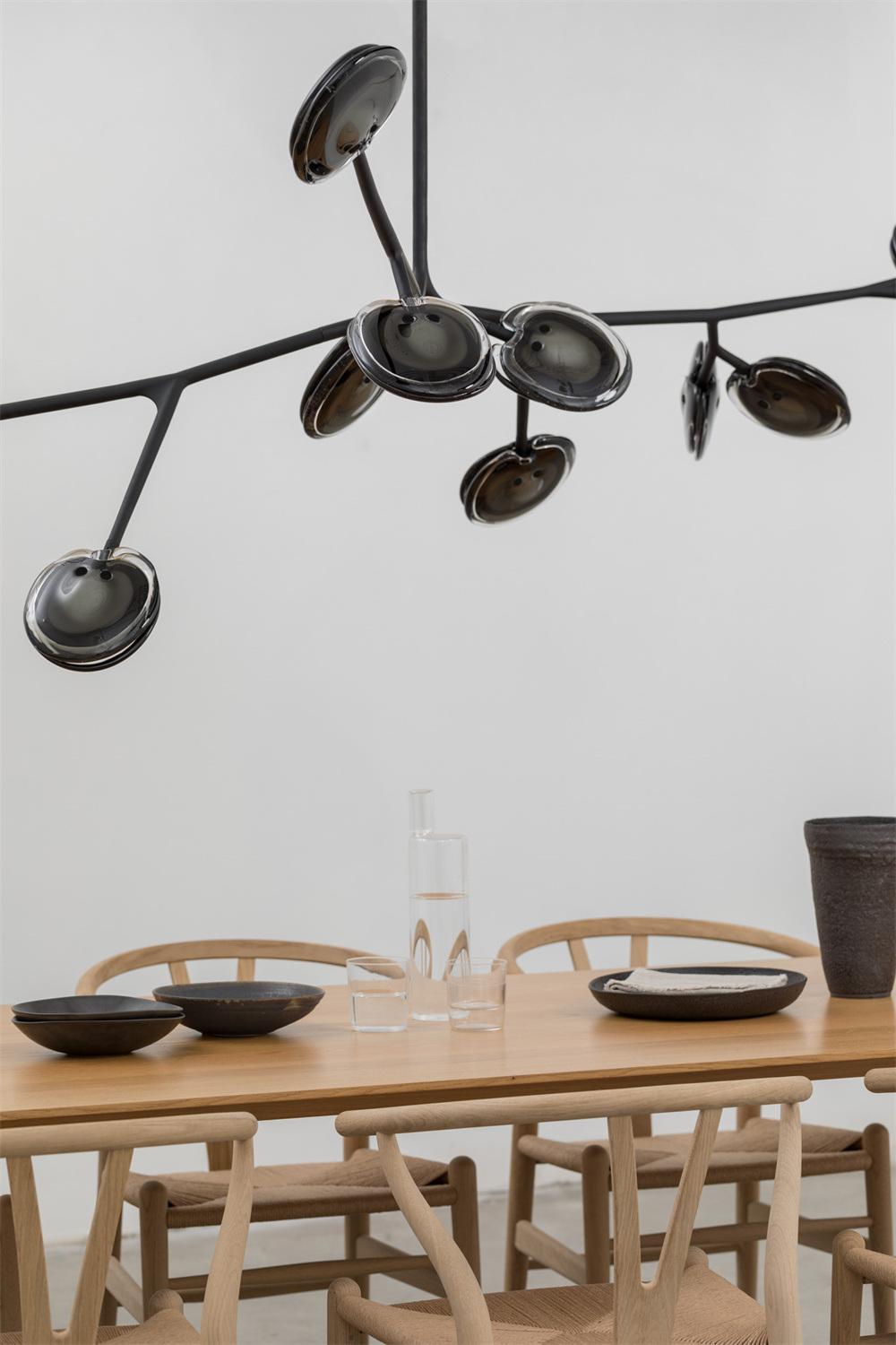 Home Living Room Modern Amber Black Cherry Branch Shape Pendant Light