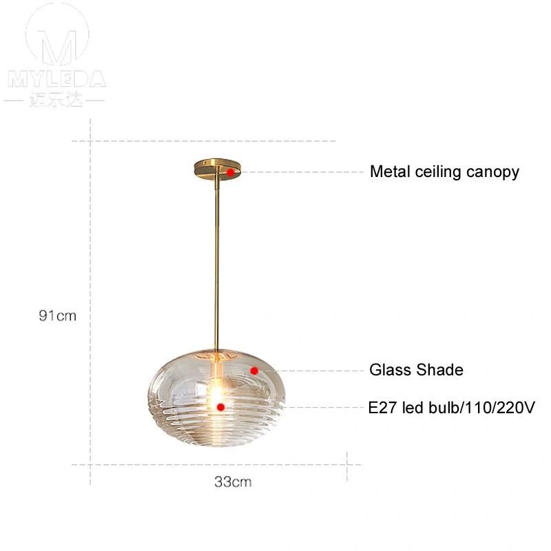 Modern Metal Pendant Lamp Glass LED Hotel Lamp