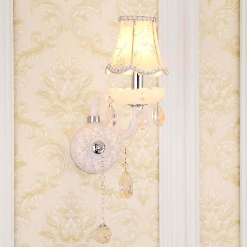Modern Design LED Luxury Hanging K9 Crystal White Wall Lamps Bedroom Headboard Wall Sconce (WH-OR-162)