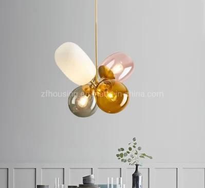Nordic Style Hotel Decoration Smoked Glass Ball Shape Glass Chandelier Pendant Lighting for Bedroom Zf-Cl-065