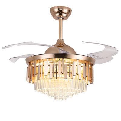 Modern Ceiling Fan with Light Fan Light Crystal Remote Control Invisible Ceiling Fan Lights Electric Fan AC Fan