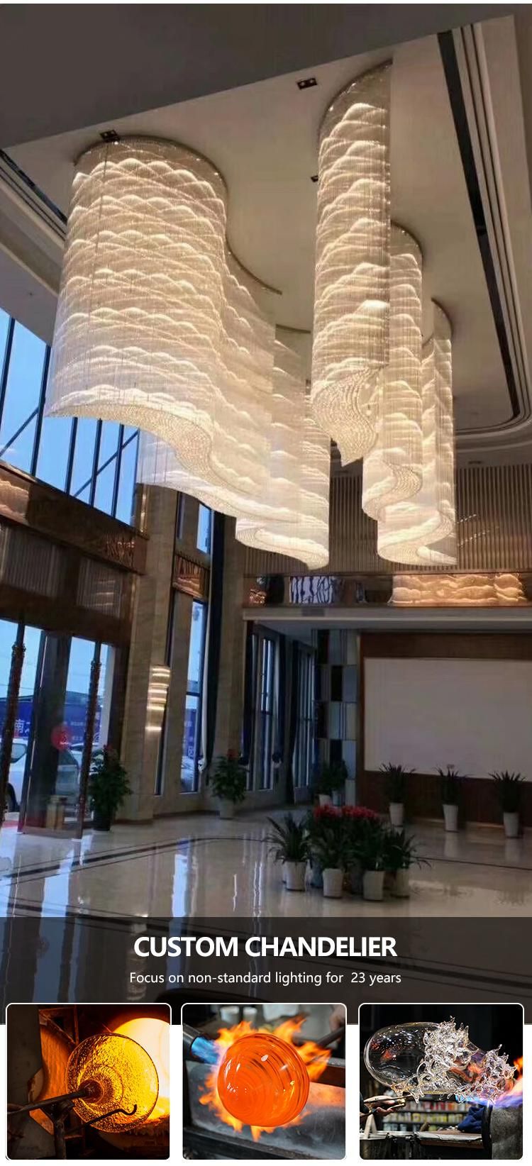 Large Lamp Stair Glass Hanging Modern Luxury White Gold LED Chandelier Light