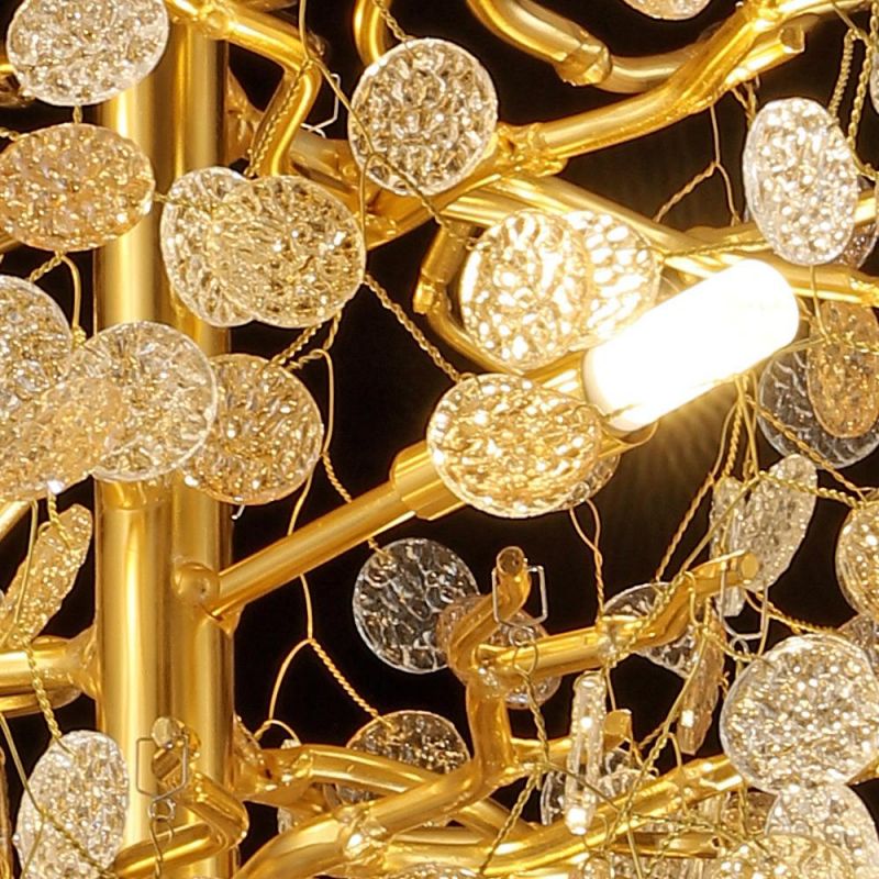 2022 LED Luxury Modern Living Room Nordic Designer Aluminum Villa Aluminum Crystal Pop Lighting Brass Chandelier