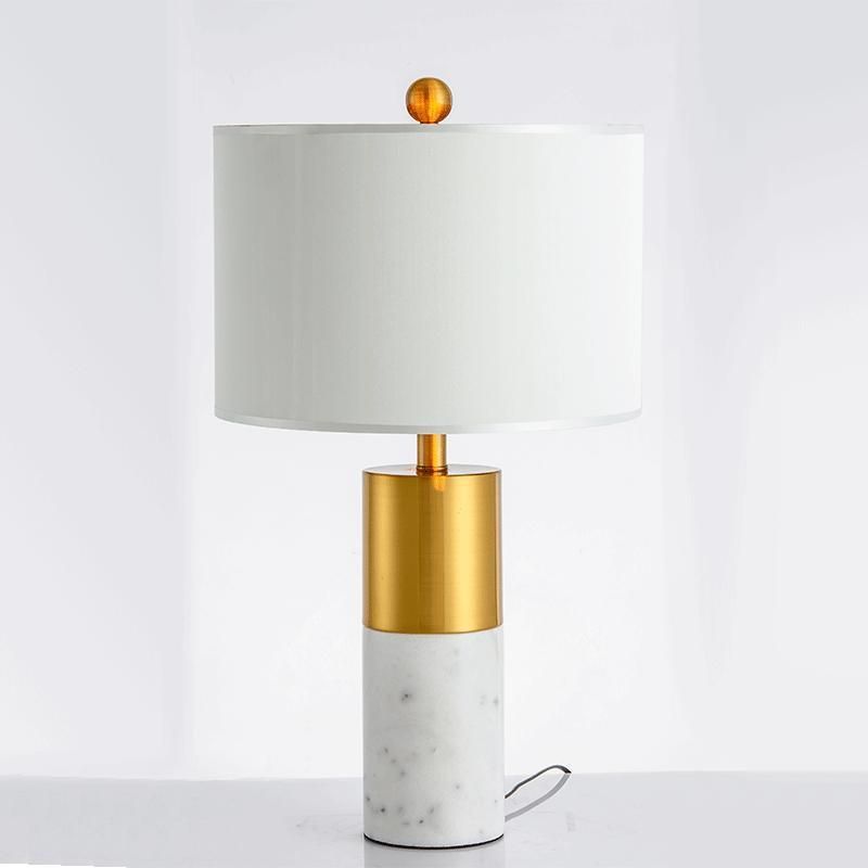 Decorative Light Luxury Creative Designer Bed Side Lamp Modern Minimalist New Contemporary Luxury White Marble Base Golden Desk Light for Hotel Table Lamp