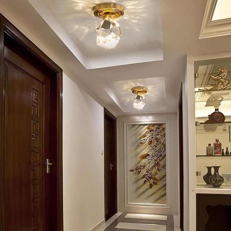 Copper Crystal Light Corridor Light Bright Decoration Lamp Luxury Postmodern Ceiling Light