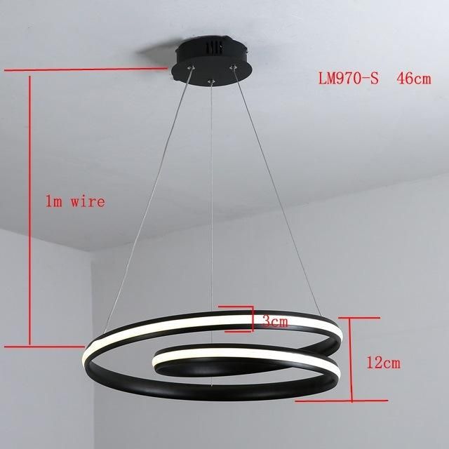 How Bright Black Certificate Modern Aluminum Ring Ceiling LED Chandelier for Living Room Pendant Light