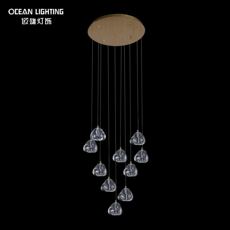 Golden Warm Lighting 3000K Spherical Metal 10*3W Crystal Chandelier Luxury
