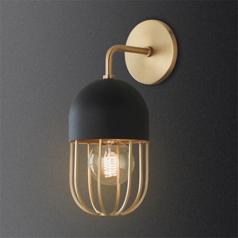 Post Modern Iron Lantern Black Gold Wall Lamps Haley Wall Sconce (WH-OR-192)
