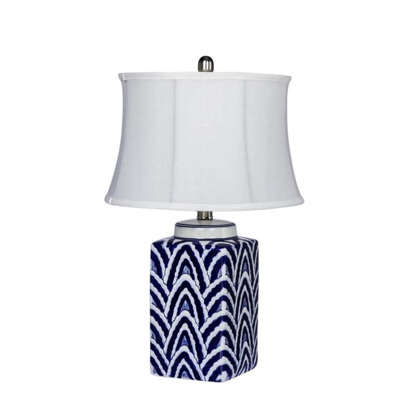 Hotel Modern Chinese Style Table Lamps High Quality Nordic Bedroom Decorative Blue Ceramic Table Lamp Porcelain Blue and White