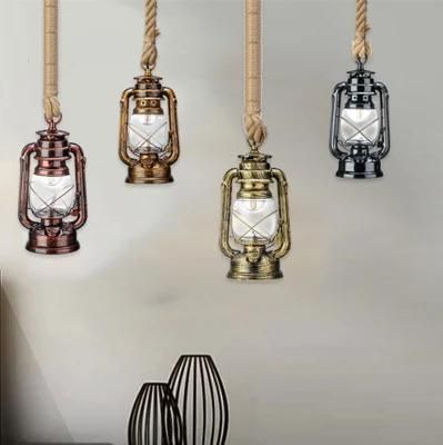 Vintage Industrial Kerosene Pendant Lights Bulb E27 Hemp for Living Room Decor Loft Rope Pendant Light (WH-VP-68)