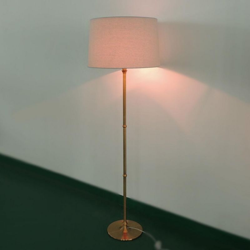 Brass Metal Body and Fabric Lamp Shade Floor Light for Guestroom.