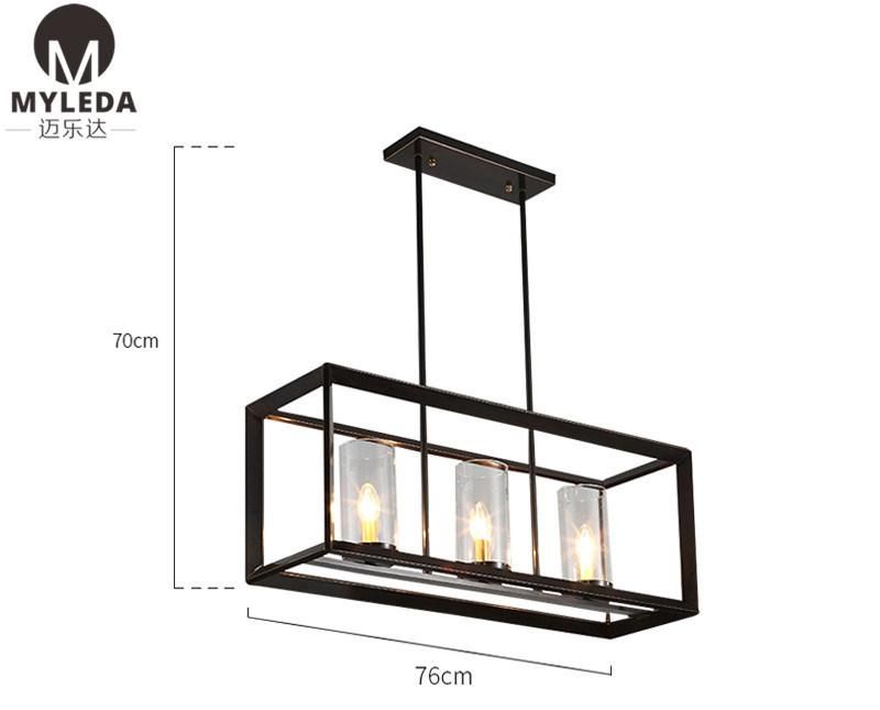 Industrial Light Kitchen Dining Table Black Glass Pendant Light