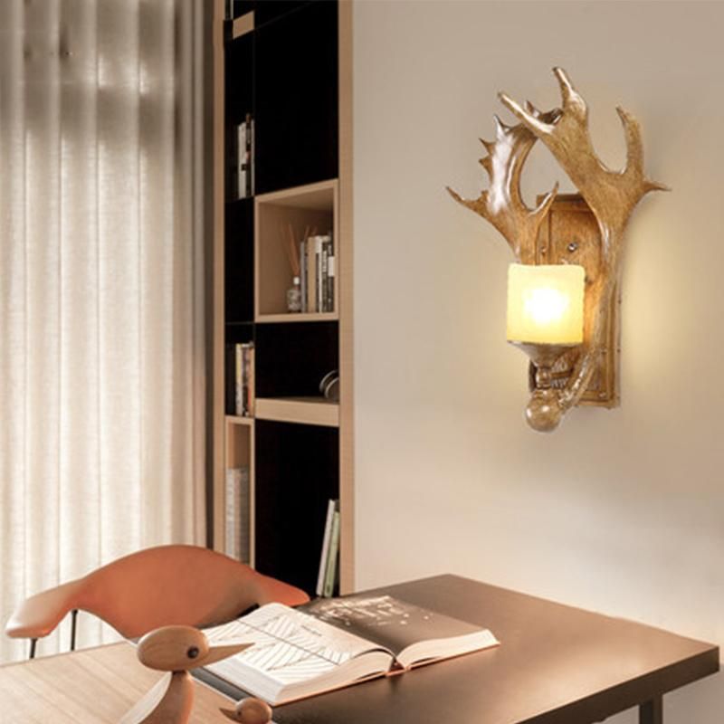 Loft Industrial Farmhouse Kitchen Dining Room Deer Horn Wall Lamp (WH-VR-07)