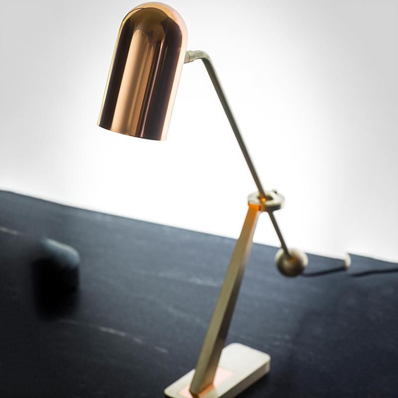 Adjustable Angle Table Lamp Vintage Style Golden Bedside Lamp LED