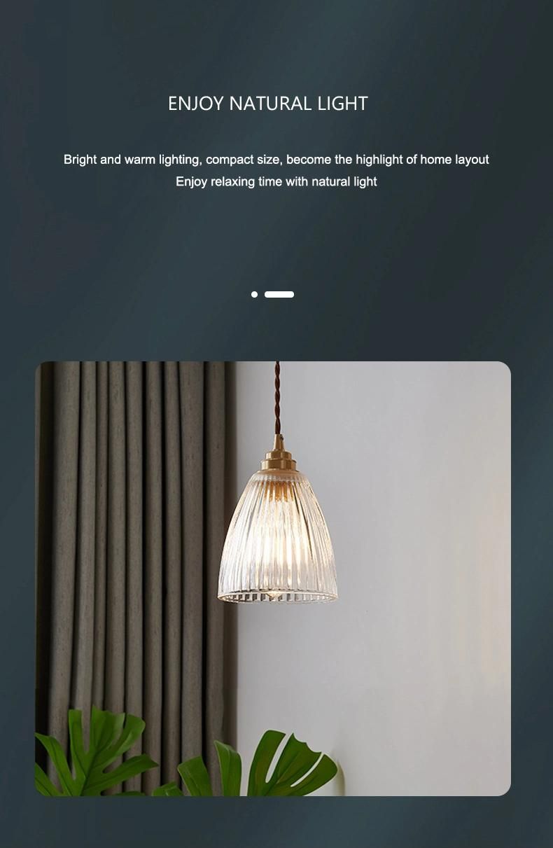 Nordic Glass Light Luxury Chandelier All Copper Bedside Dining Room Living Room Lamp